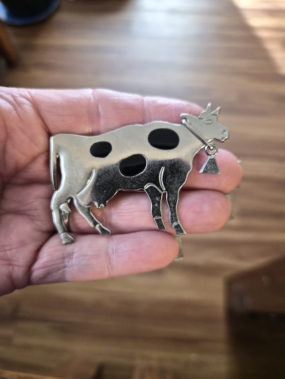 VTG  Silver Tone Cow Brooch